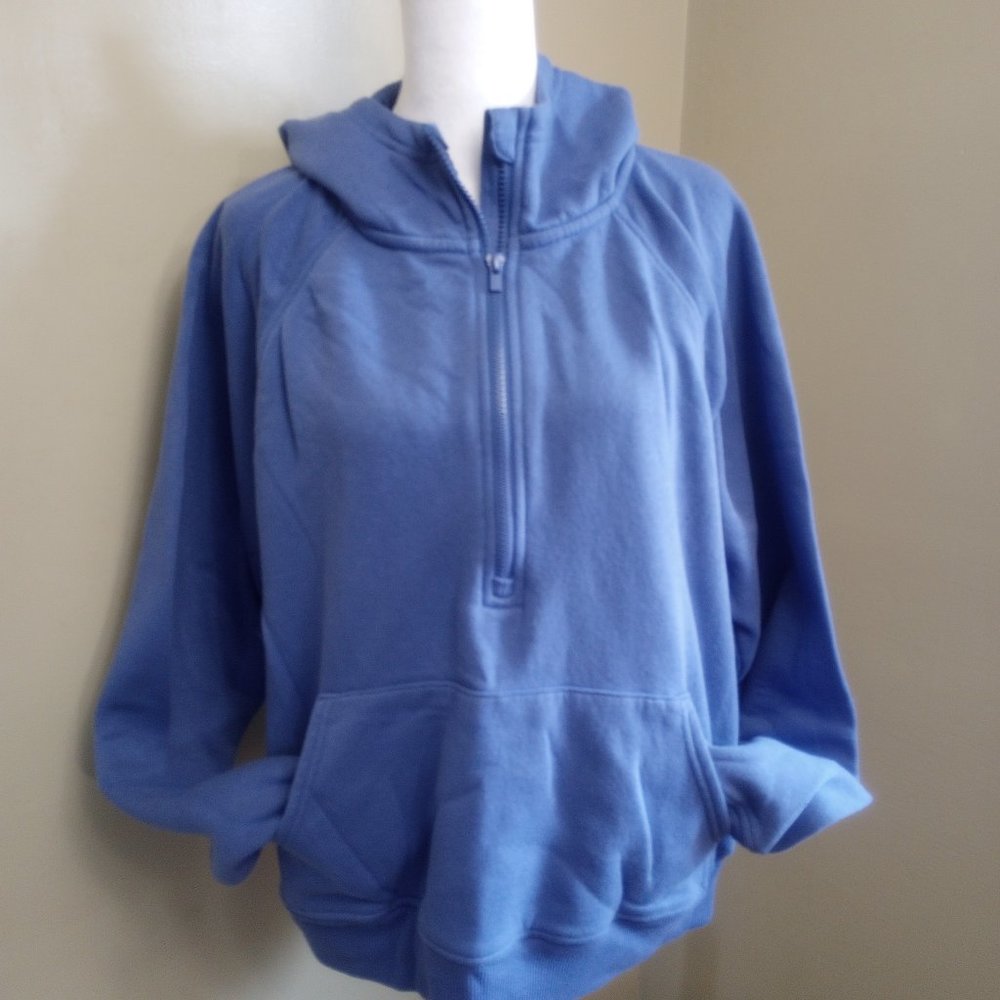 Members Mark Women's Ribbed Half Zip Hoodie With Kangaroo Pocket, Purple, XL